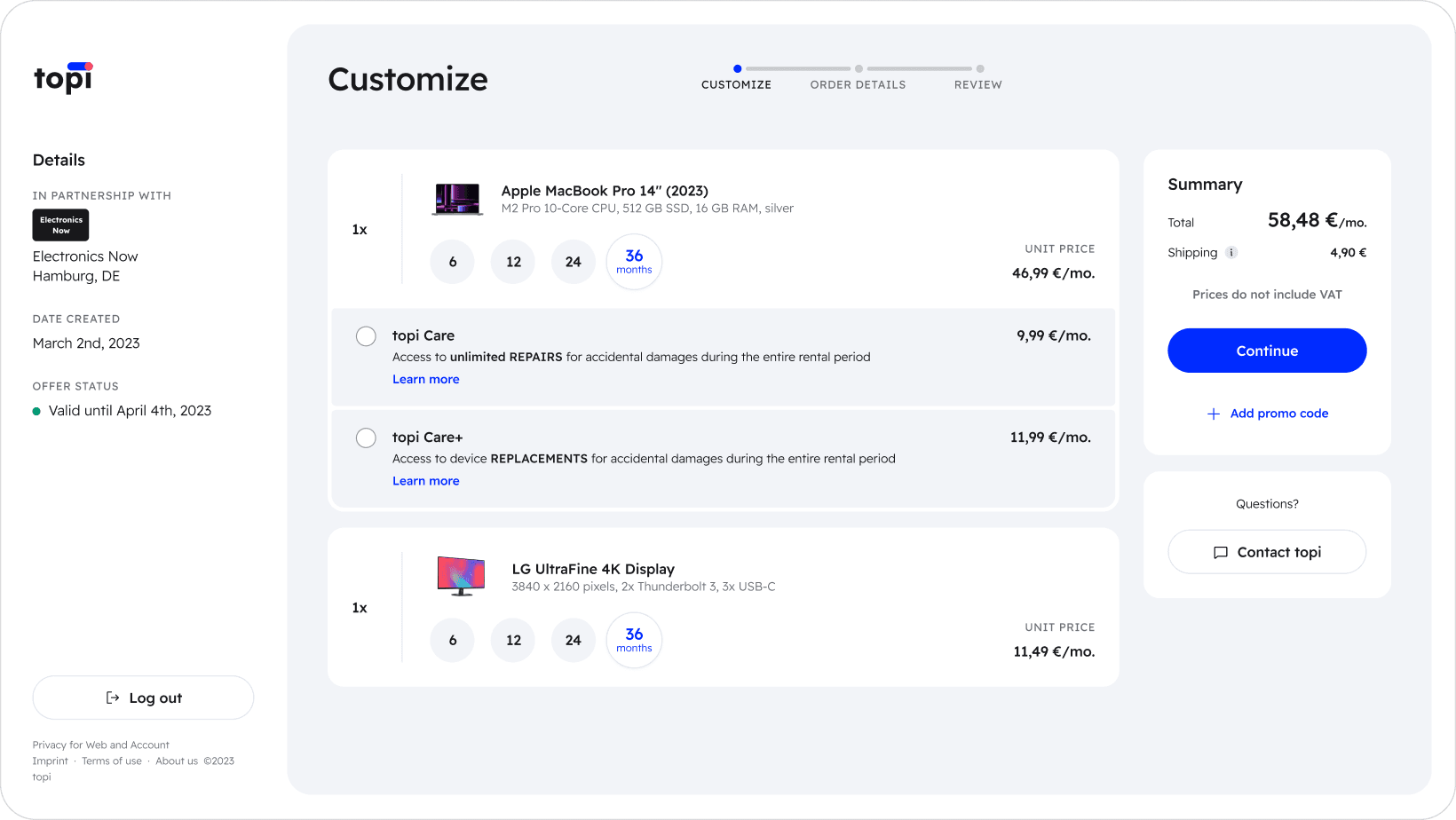Topi dashboard